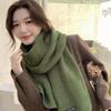 Letter Logo Plaid Knitted Scarf for Women Winter Solid Color Versatile Temperament Thickened Woolen Scarf Trendy Couple Style