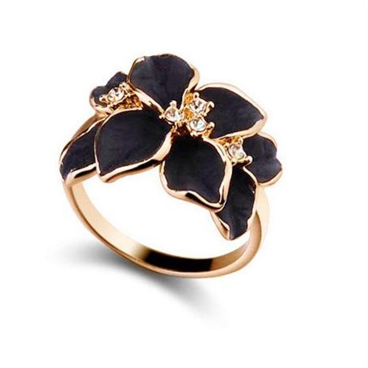 Flower Minimalist Black Necklace Jmxd Gardenia Ring Earring Clip Women Jewelry Set Floral Pendant Design Elegant Botanical Jewelry Set