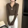 Design Sense Semi-zipper Long-sleeved Knitted Sweater Women's Spring New Thickened Pit Strip Bottoming Shirt with Sweater Inside