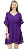 Bimba Women's V Neck Tassel Kaftan Short Rayon Caftan Designer Beachwear Coverup
