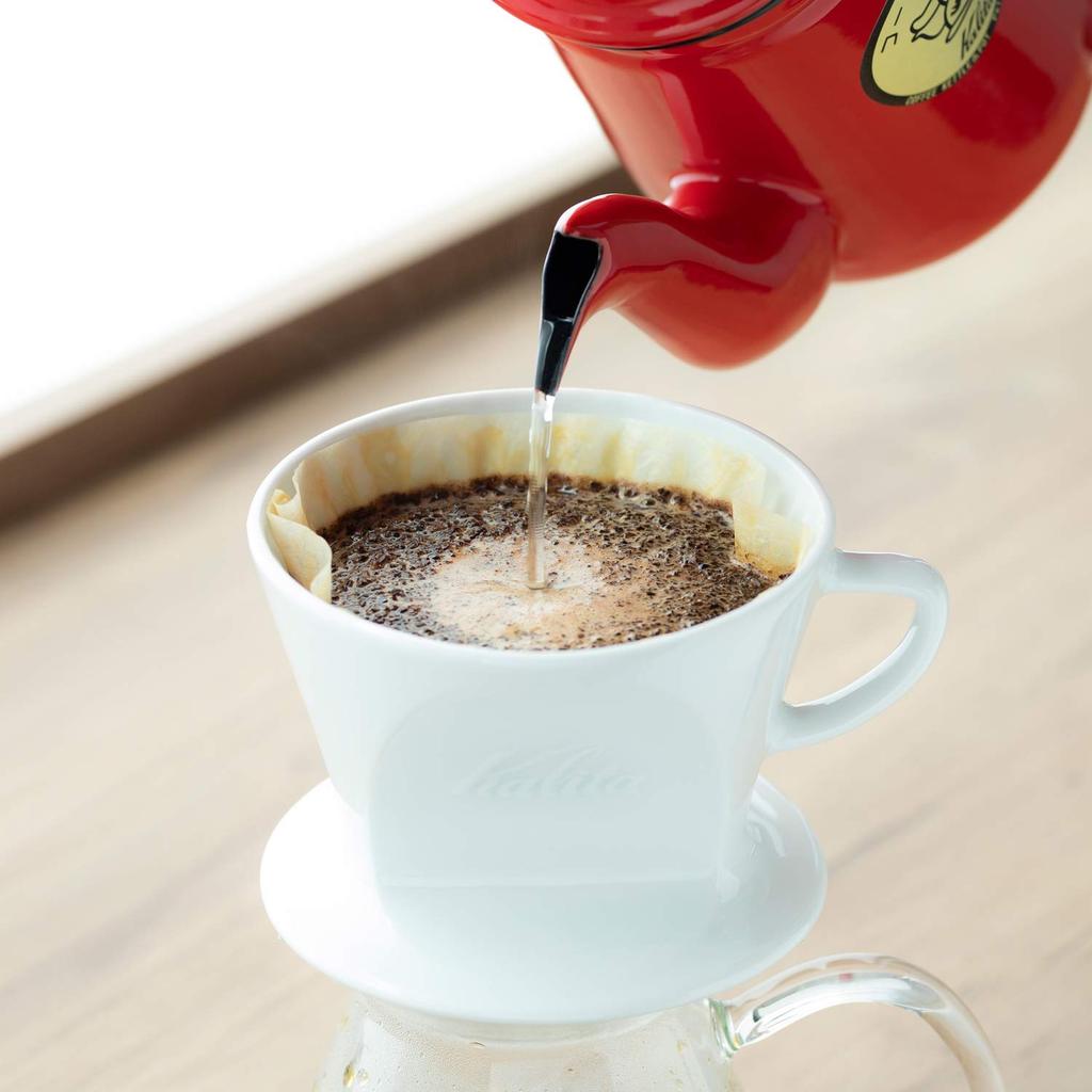 Kalita enamel coffee Perfect for drip barley and hot and Ideal for outdoor and A great gift for 60th and other special Japanese-made pot, red, 1000ml,
