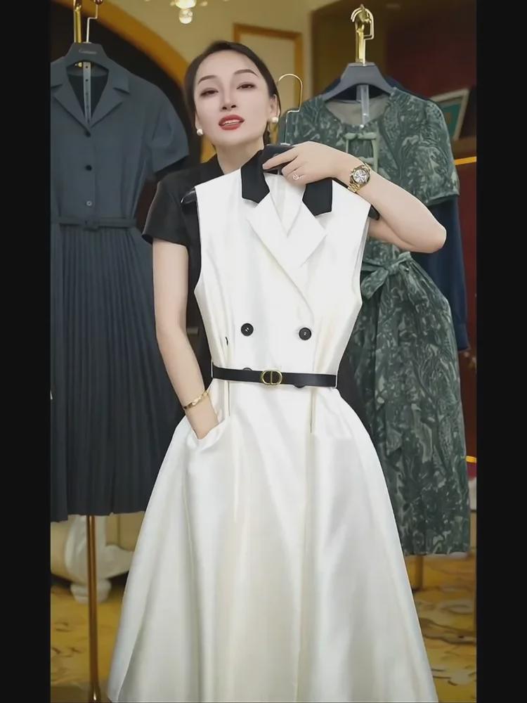 

Элегантное белое летнее платье без рукавов во французском стиле 2024 г. S [40-50kg]