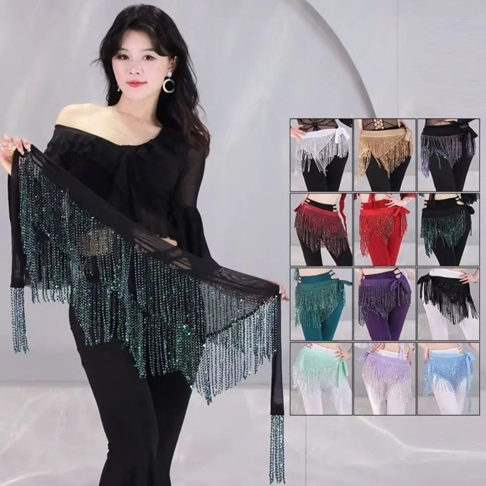 Triangle Belly Dance Hip Scarf Shining Tassel Hip Wraps Waist Chain Belt Oriental Dancer Wear Show