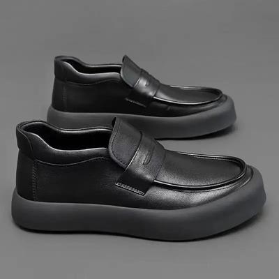 2025 Men's Leather Shoes Spring New Loose Casual Men Shoes Korean Version Simple Soft Soled Business Leather Shoes  Shoe for Men