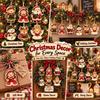 Wooden Christmas Hanging Plaques Set of 6 Vintage Santa and Snowman Wall Decorations with Twine