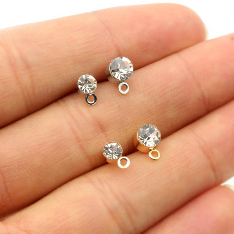50pcs 4mm 5mm 6mm Rhinestone Pin Stud Earring Findings Basic Pins Stoppers Connector For DIY Jewelry Making Accessories Supplies
