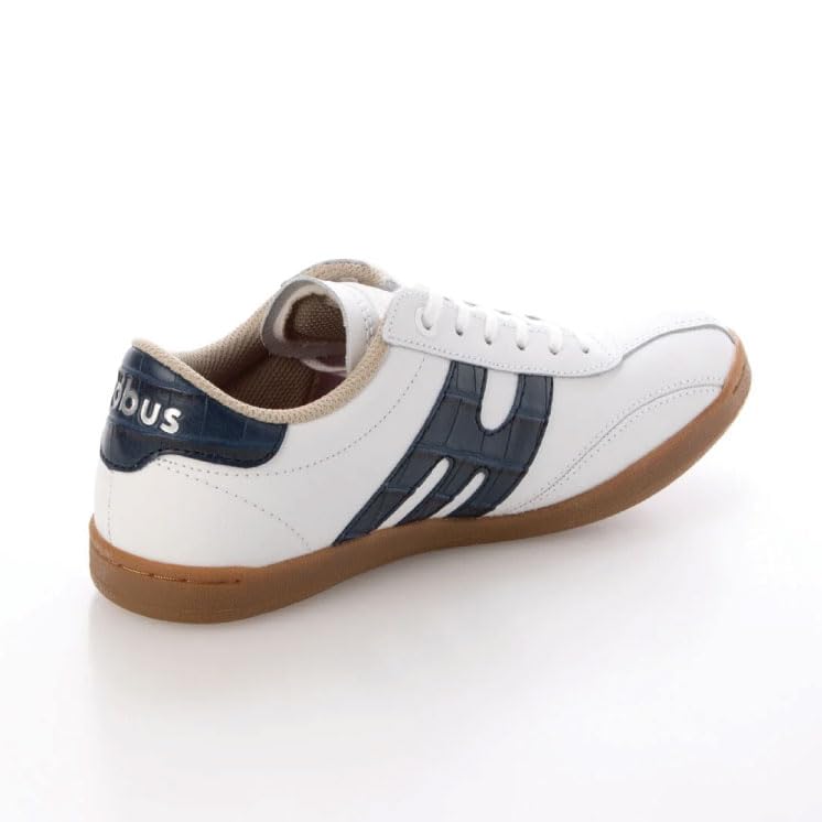 Mobus MUNSTER Sneakers for Men and Women, Genuine Leather, Sports, Casual, with Functional Insoles, Walking Shoes (WHITE/NAVY CROCO, Japanese Shoe Siz