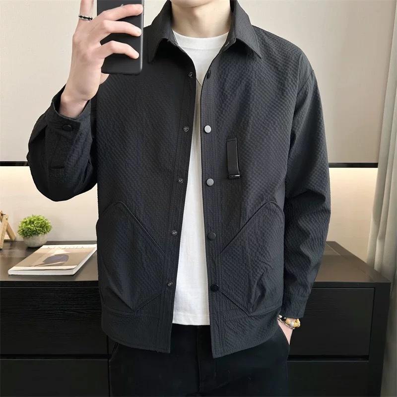 

Мужской весенне-осенний трендовый модный универсальный тонкий топ с лацканами 3XL