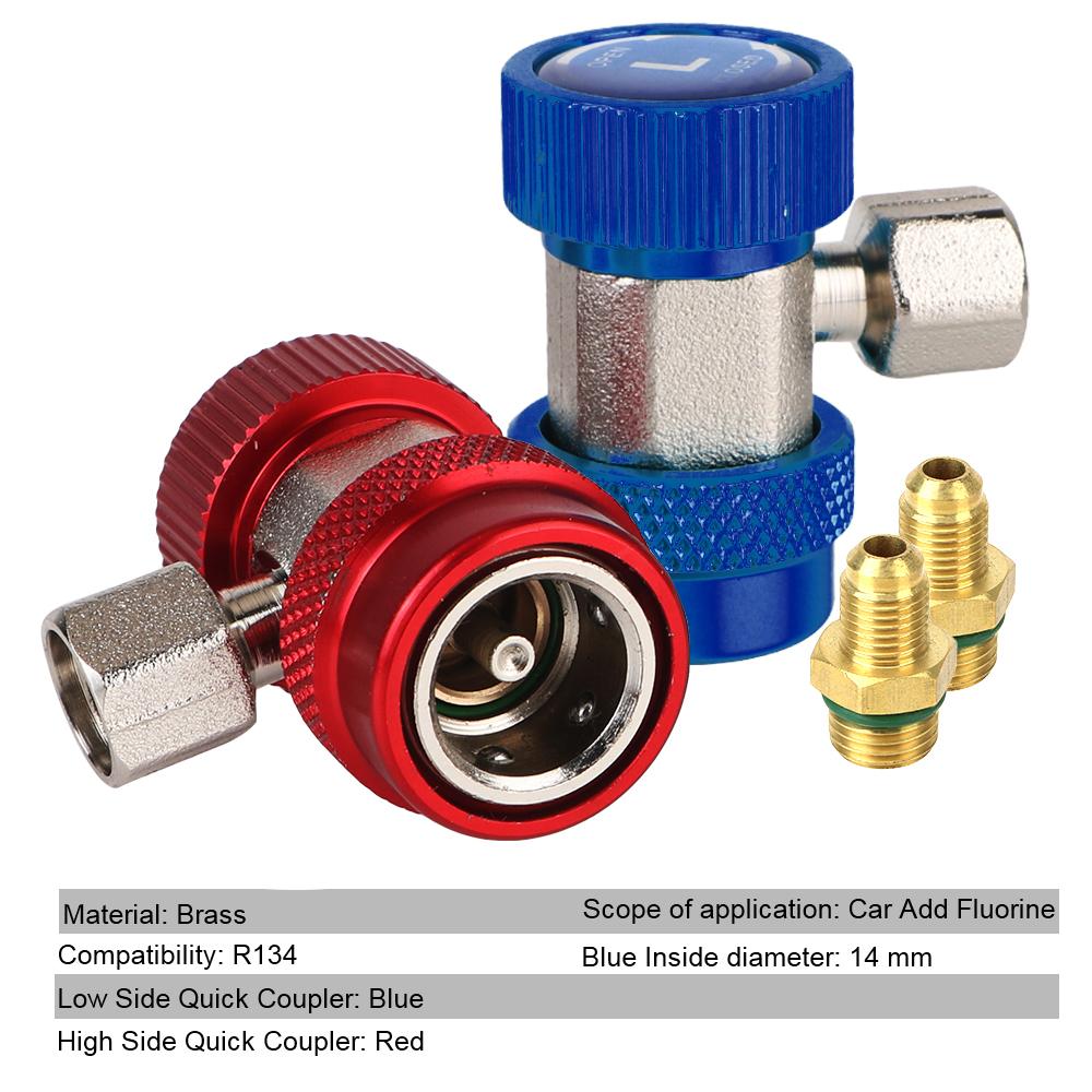 Adjustable Auto Repair Tools 2Pcs R134A High Low Car Air Conditioner Fluoride Converter Quick Coupler Connector Adapter
