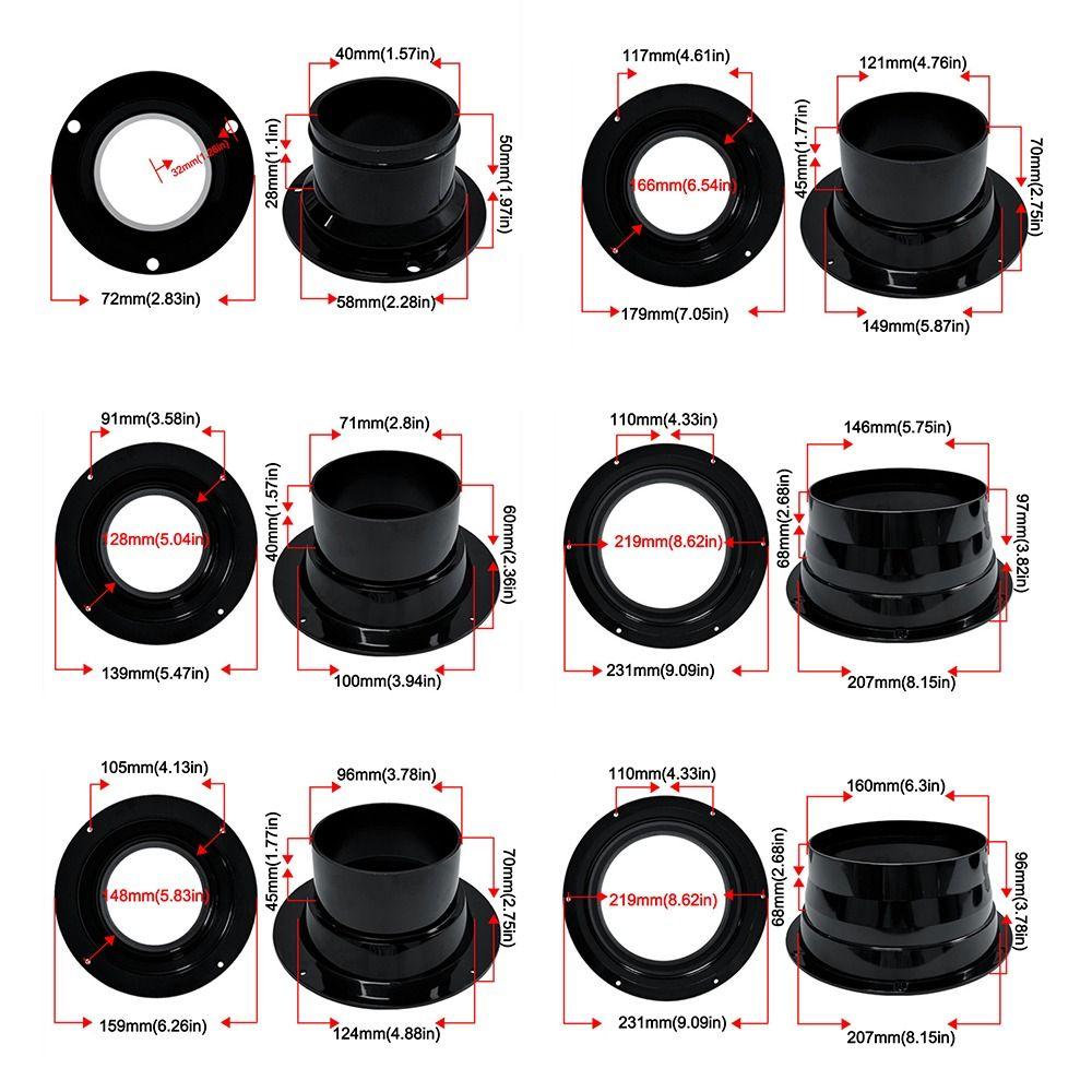 ABS Exhaust Duct Connector Flange Round Air Vent Duct Flange Bevel Flange Adapter Kitchen