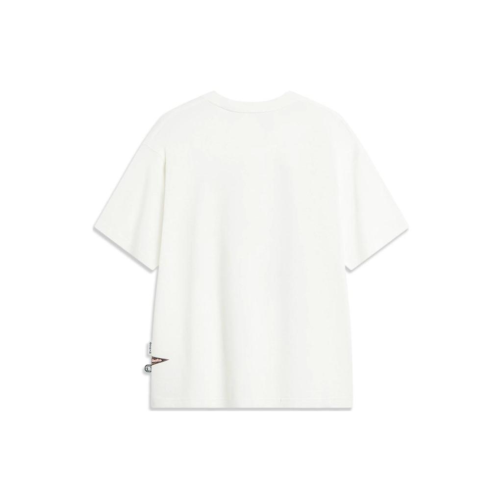 Li-Ning Badfive Graffiti Letter Loose Short Sleeve T-Shirt Unisex Tops Milk-White AHST519-1