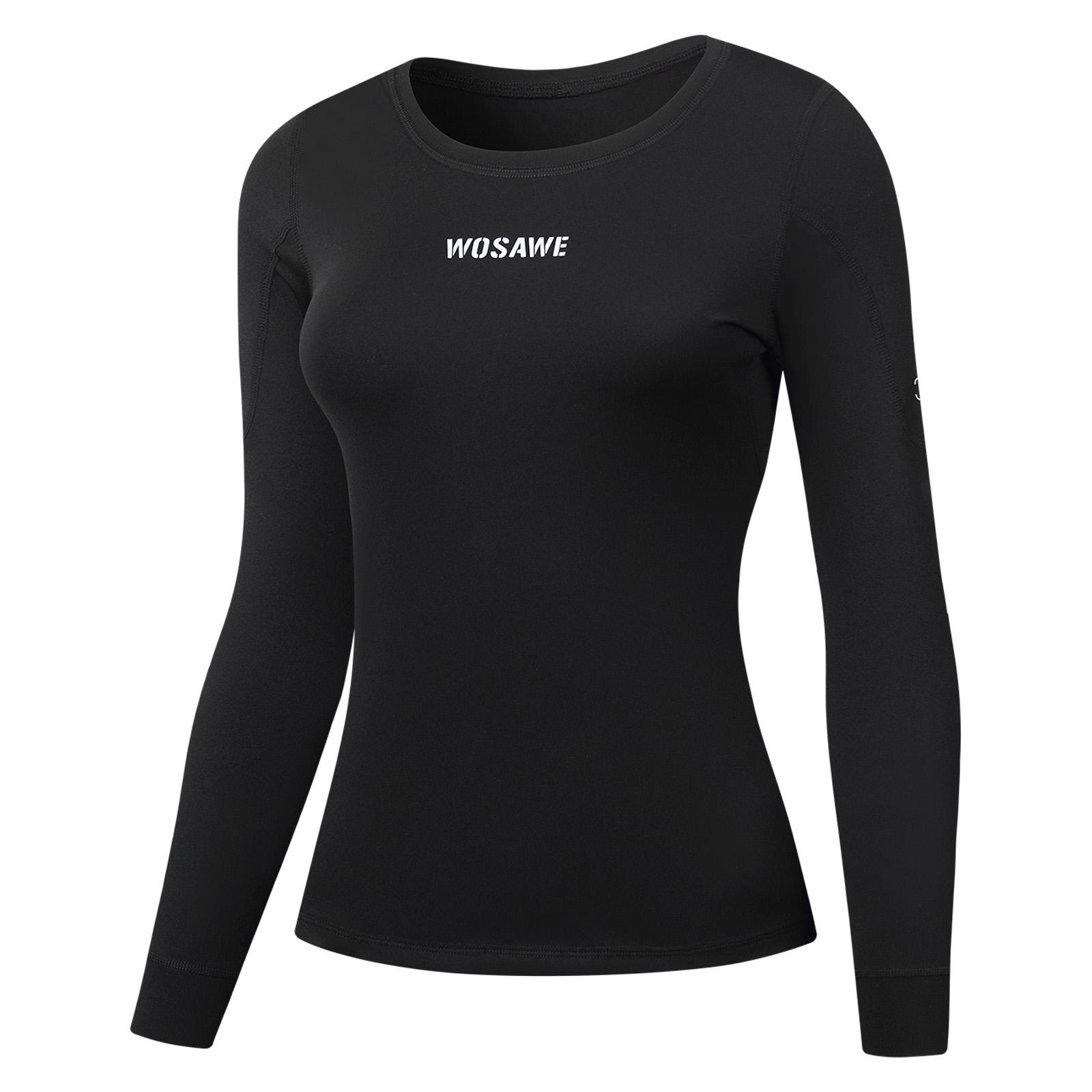 

WOSAWE Women Motorcycle Thermal Fleece Underwear Autumn Winter Sexy Ladies Intimates Compression Base Layers Shaping Tops Bottom S чорний