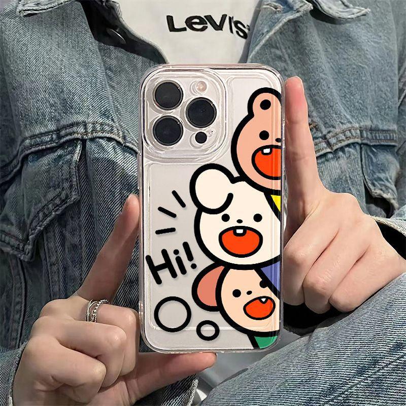 Cartoon Cute Three Animals for iPhone17promax Apple 16 Mobile Phone Case 14/13 Simple 15