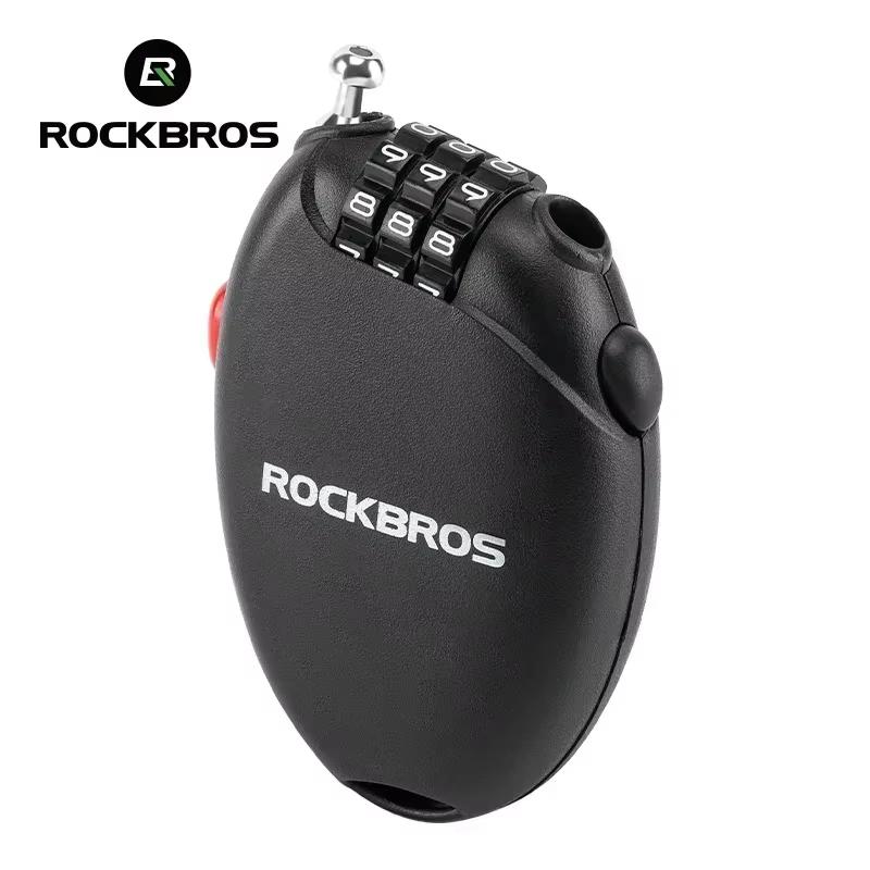 ROCKBROS Portable Password Bike Lock Motorcycle Helmet Wire Lock Bicycle Anti-theft Cable BMX Scooter Safety Padlock Accessories Black 3 Code 60cm