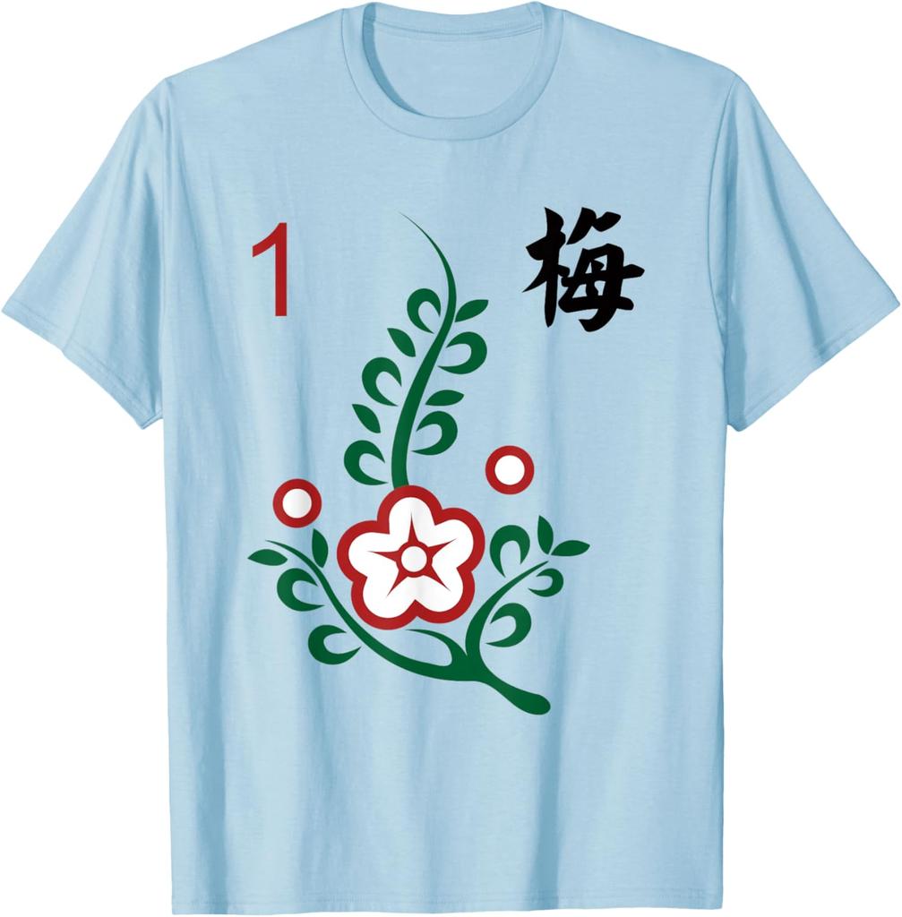 Mahjong One of Bamboo Plum Blossom Character Graphic TShirt Short Sleeve Crew Neck Cotton Tee