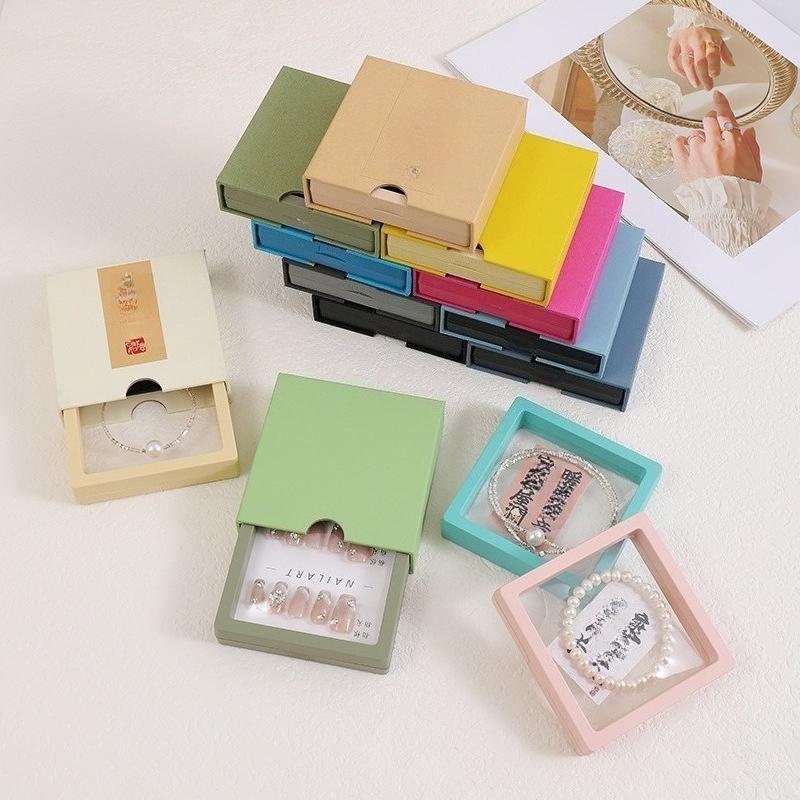 Transparent Floating Display Boxes Lastic PE Film Jewelry Packaging Box Jewelry Necklace Ring Seal Antioxidant Collectible Storage Case 10pcs