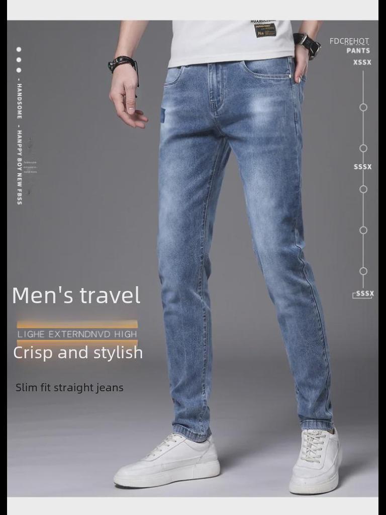 Jeans de Algodón Elástico Slim Fit de Moda para Niños para Primavera y Otoño - Pantalones Rectos Estilo Coreano Juvenil