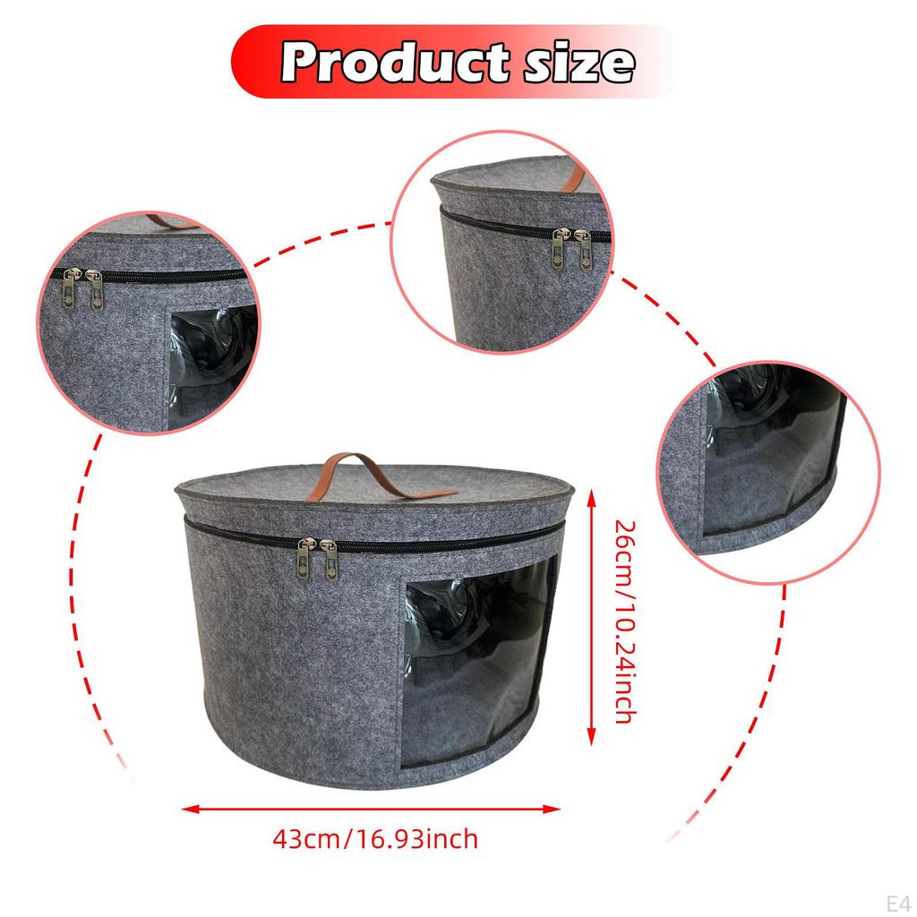 Felt Organizer for Hats with Lid, Round Container Closet And Travel
