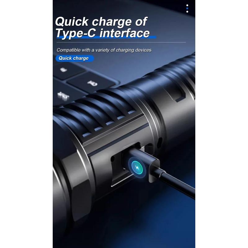 High Power Led Flashlight Super Bright Long Range Torch Rechargeable Ultra Powerful Outdoor Hand Lamp Camping Lantern