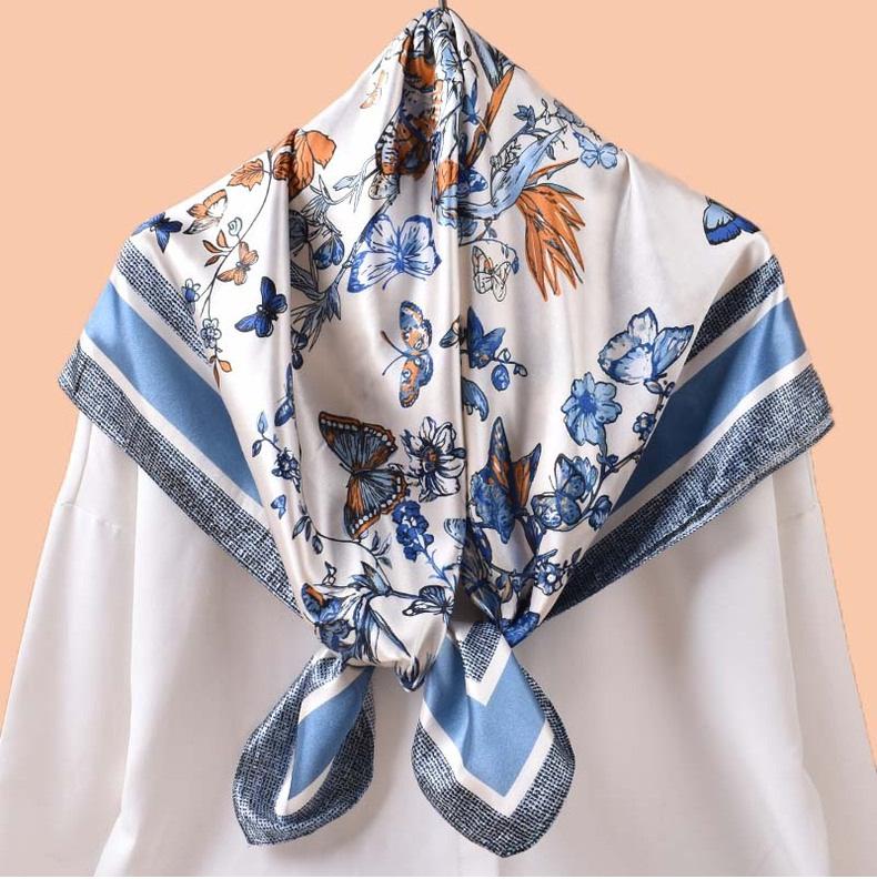 High Quality Silk Satin Square Scarf Womens Hijab Bandana Muslim Headscarves Shawl Wrap Ladies Headband Neckerchief Foulard 90Cm