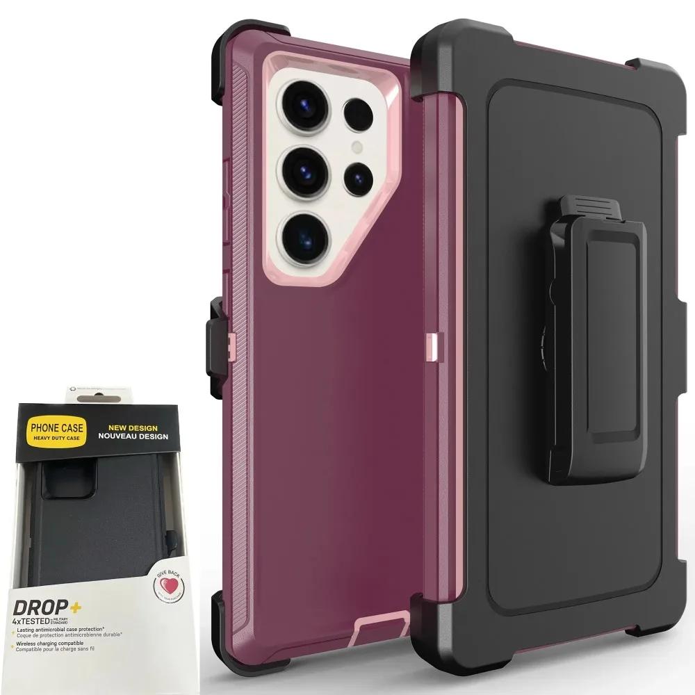 Heavy Duty Defender Series Otther Armor Box Case for Samsung S25 Ultra Plus FE S24 S23 S22 S21 S20 Protect Rugged Cover with Box For Iphone 17 16 Pro