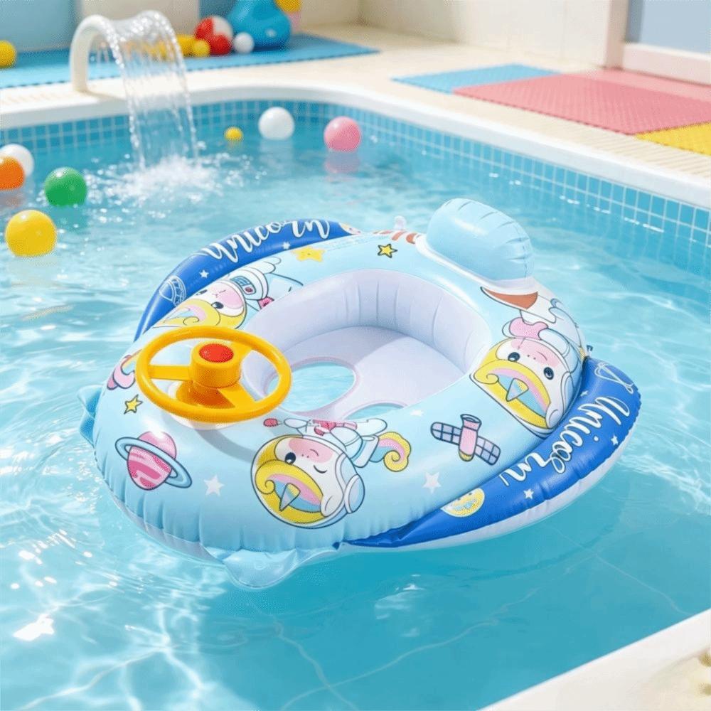 Cartoon Design Swimming Float with Seat Inflatable Swimming Ring Water Toys Swimming Ring Kids
