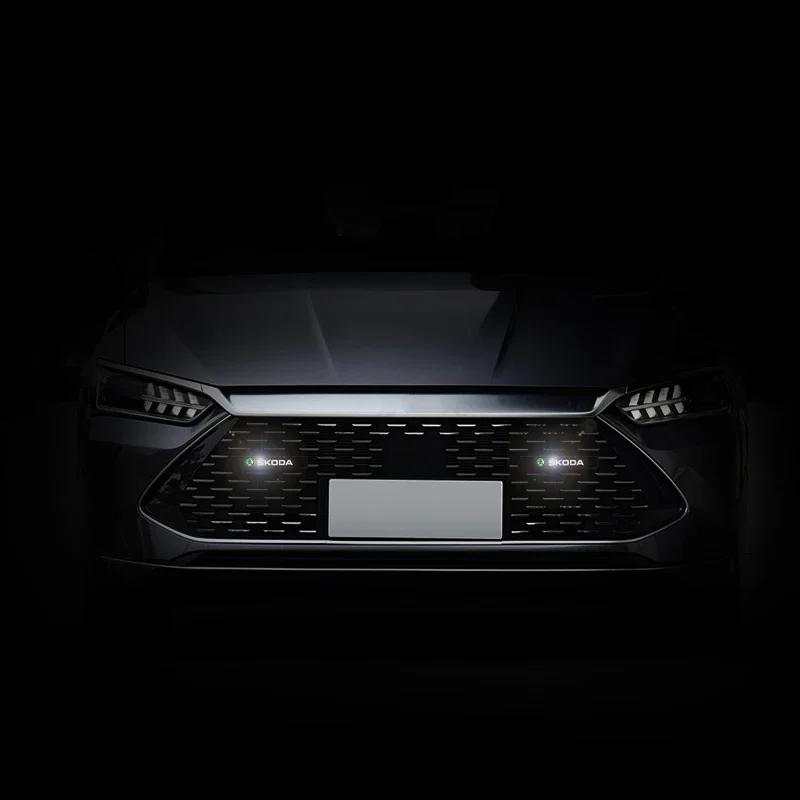 Car Sticker 2025 New LED Car Front Grille Decorative Lamp Auto Mid-grid Beacon Light for Skoda Octavia Rapid Fabia Superb Kodiaq
