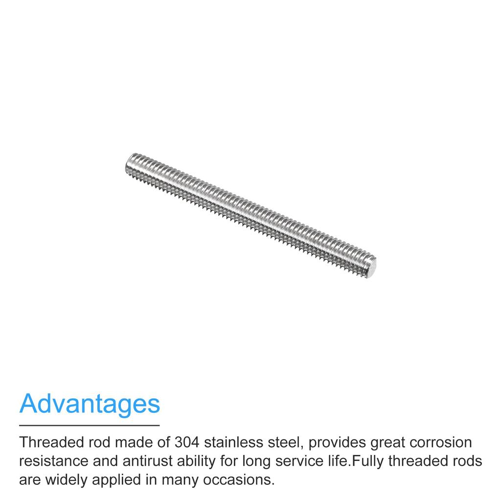 uxcell Full Thread Rod, Right Threaded Rod, Rod Stud 304 Stainless Steel, M6 X