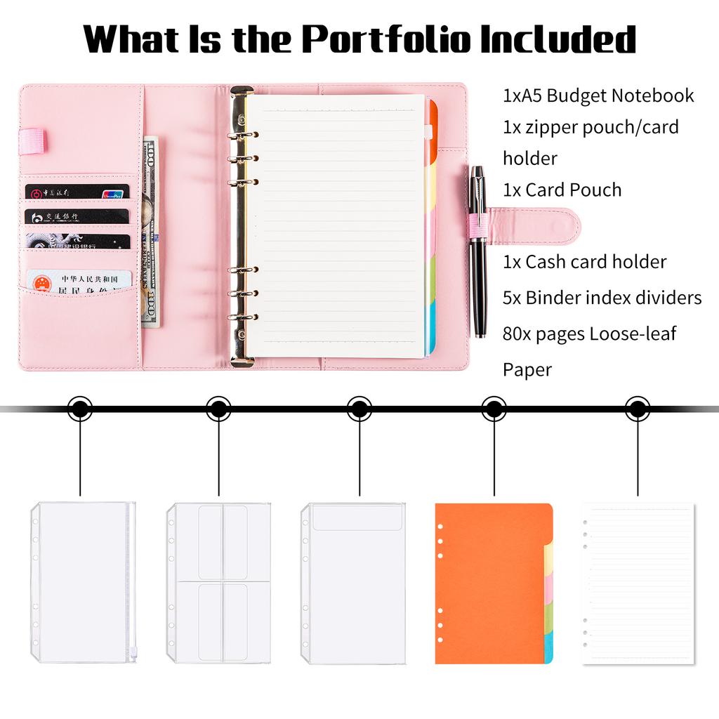 A5  With 80 Sheet Inner Line PU Leather DIY Binder Notebook Cover Diary Agenda Planner Paper Cover School Stationery