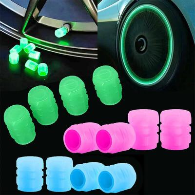 4Pcs Luminous Car Tire Valve Stems Cap Covers Dustproof Car Tire Valve Cap Universal Tire Wheel Stem Air Valve Caps Car Decor
