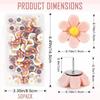 50 Cute Flower Push P for Corkboard & Bulletin Board - Decorative Floret Thumb Tacks for Office, Photo & Poster Wall