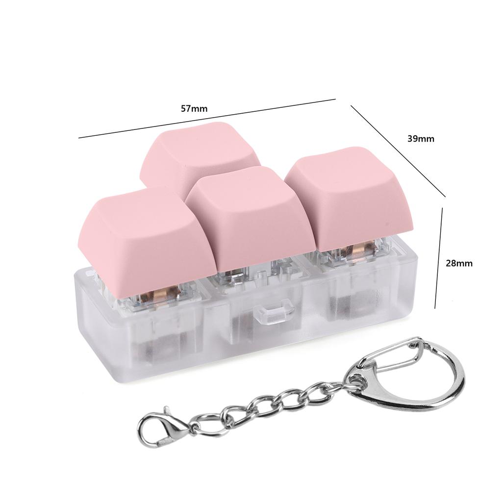 4 klavišų klaviatūra „Fidget“ raktų pakabukas su LED šviesos klaviatūros paspaudimu(Rožinis A stilius)