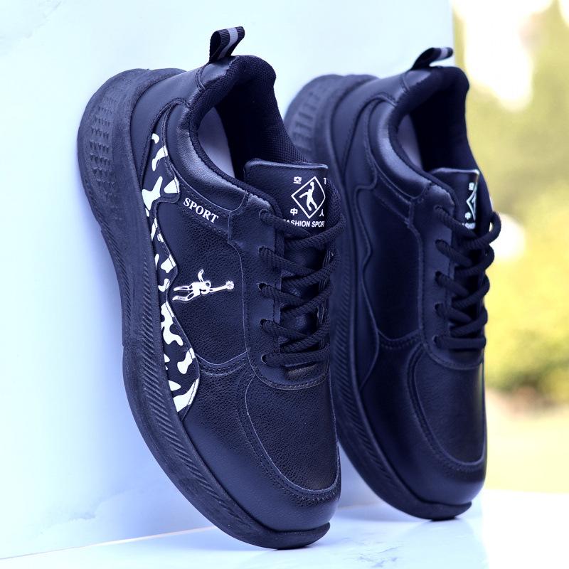 

Мужские повседневные водонепроницаемые черные кроссовки - Нескользящая толстая подошва, универсальные для бега и скейтбординга. 38