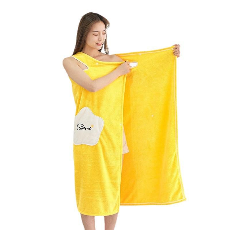 Women's Star Style Coral Fleece Bath Skirt - Absorbent, Non-shedding, Wearable Bathrobe