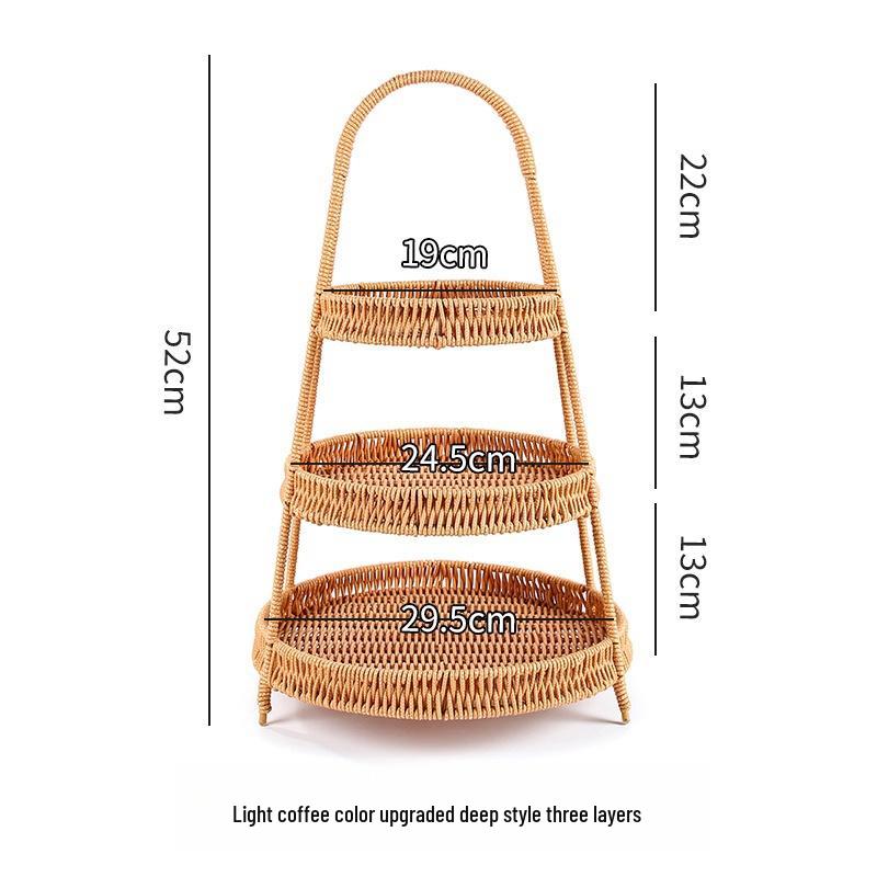 Fruit Tea Tray: Multi-layer Basket, Snack Plate, Brazier for Boiling Tea, Dried Fruit Display, Imitation Rattan Weave, Perfect for Afternoon Tea.