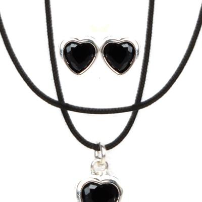 SCALETTO [SET][Silver925] SDJ001 Mini Black Heart Earrings & Necklace Set
