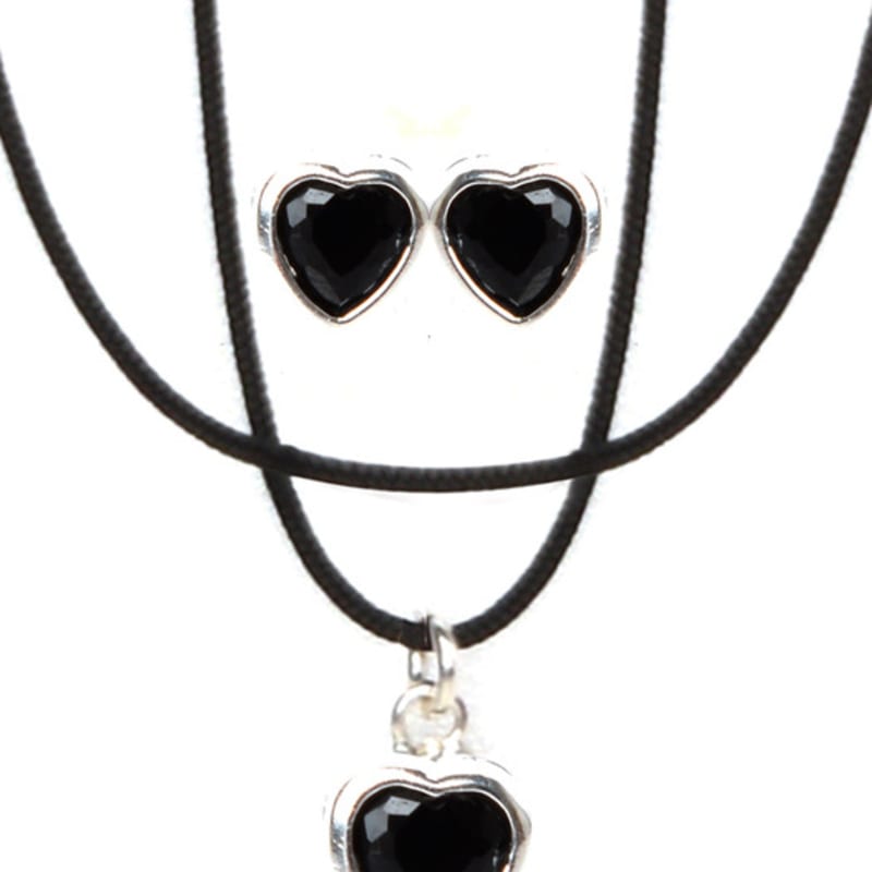 

SCALETTO [НАБІР][Срібло925] SDJ001 Набір міні сережок та намиста з чорними сердечками none