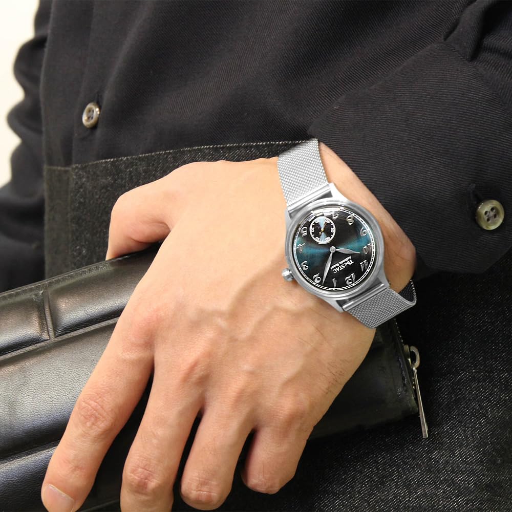 The STAC Classic Retro Stainless Steel Mesh Japanese-Made Wristwatch, 36mm, Style, Men's/Women's, Unisex, Blue-Green, Strap, ST-AR002