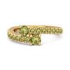 Peridot Twin Stone Pavé Bypass Ring - 925 Sterling Silver Gold Vermeil