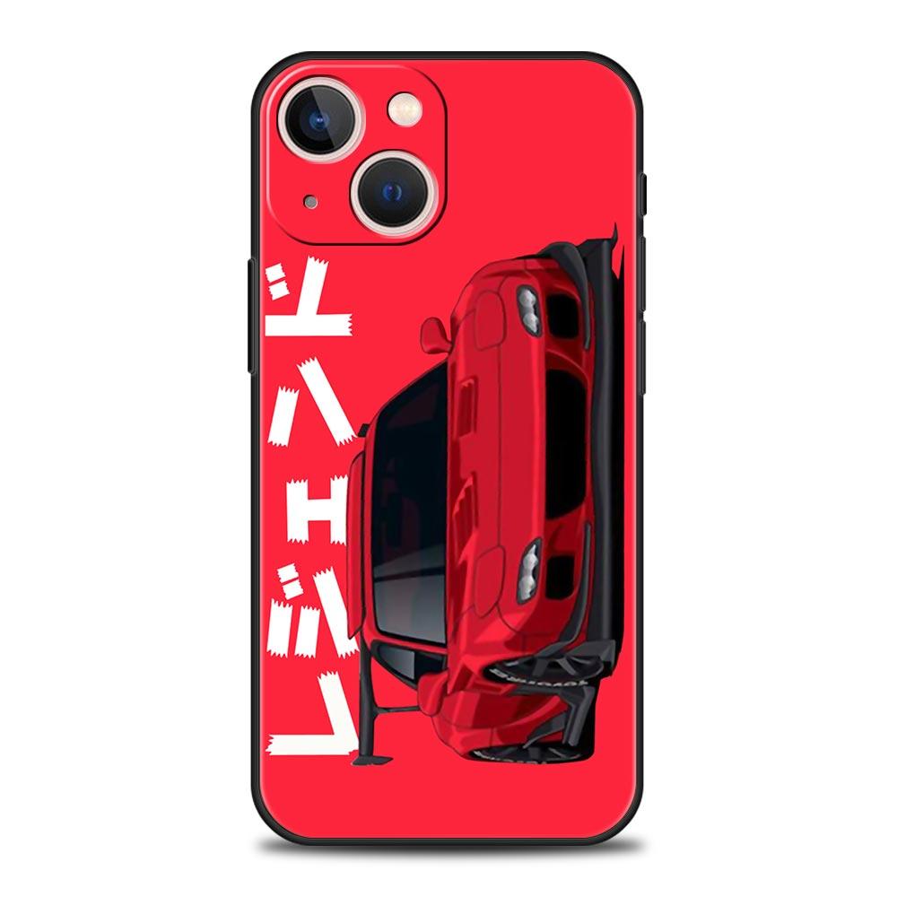 Luxury Phone Case For iPhone 11 12 13 15 16 14 Pro Max X XR XS 7 8 Plus SE Black Cover Funda JDM Tokyo Drift Sports Car iPhone 14 Pro
