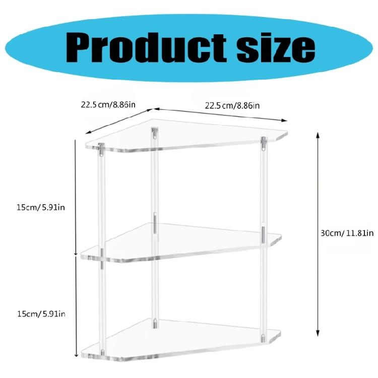 Elegant Wall Mounted Corner Shelf Acrylic Storage Rack Space Saving Organizer Triangle End Table for Skincare Tool