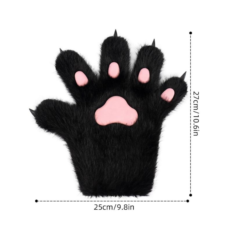 Guanti Gatti Anime Pelo Peluche Zampe di Bestia Guanti per Ragazza Adulto Costume Festa di Halloween Accessori per le Mani Cosplay
