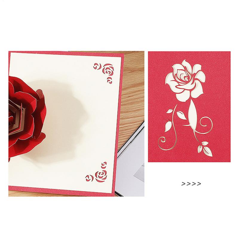 3D Rose Greeting Card Creative Greeting Cards Papercraft With Envelope Romantic Confession Floral Card For Wedding Valentine's
