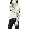 Autumn and Winter New Cardigan Women's Black and White Color Matching Knitted Sweater Short Top Jacket