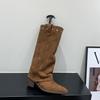 Brown Maillard Suede High Heel Pointed Knight Boots Women's Boots 2025 Fall/Winter Western Skinny Boots