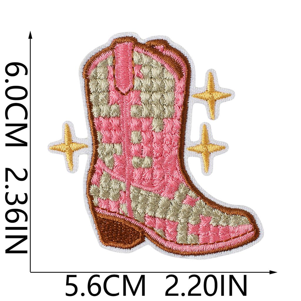 Vintage Western Denim Embroidery Cloth Sticker Ironing Tooling Jacket Luggage Hat Riding Boots Cactus Embroidery Stamp Boy