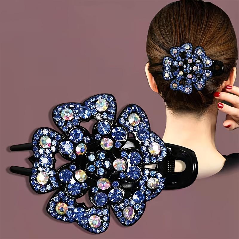 Resin Rhinestone Clip Elegant Fixed Headdress Hairpin Large Duck Clip Women Elegant Barrettes