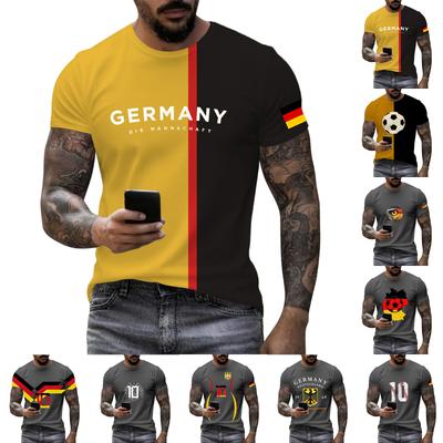 Men's Short Sleeve Crew Neck T-Shirt Germany Graphic Print Split Design Casual Top for Everyday Wear