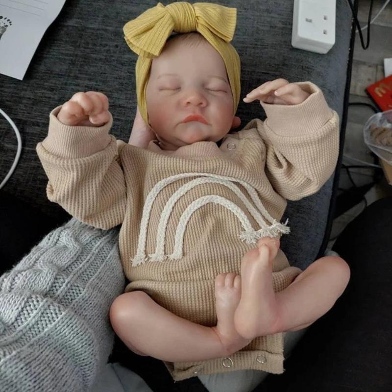 19 Inch Reborn Baby Dolls Soft Cloth or Full Vinyl Body Finished Levi Sleeping Newborn Babies Doll 3D Painted Skin Visible Veins Collectible Art Dolls