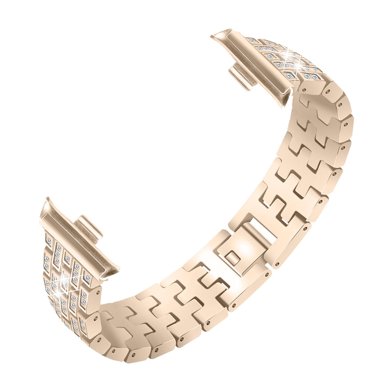 

For Xiaomi Smart Band 8 Pro Watch Band Rhinestone Decor 5-Bead Metal Watch Strap Black